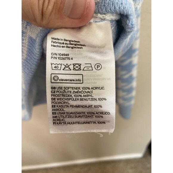 Divided‎ Womens Blue White Sweater Large long sleeve round neck acrylic pullover - Picture 3 of 6